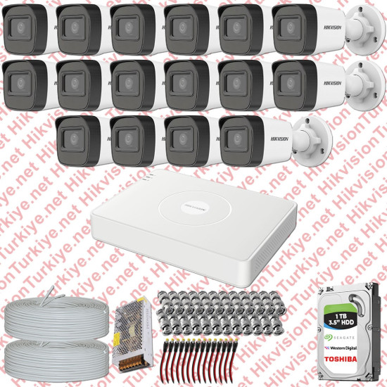 Hikvision 16 Kamera Fullhd Güvenlik Kamerası Set 1TB Hdd